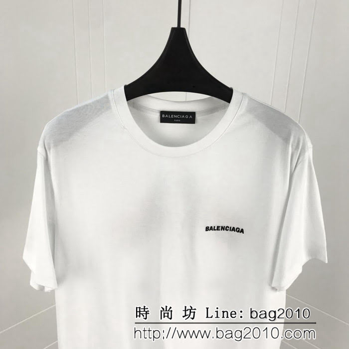 BALENCIAGA巴黎世家  19早春新款 刺繡彩旗 純棉男款白色短袖 ydi1764